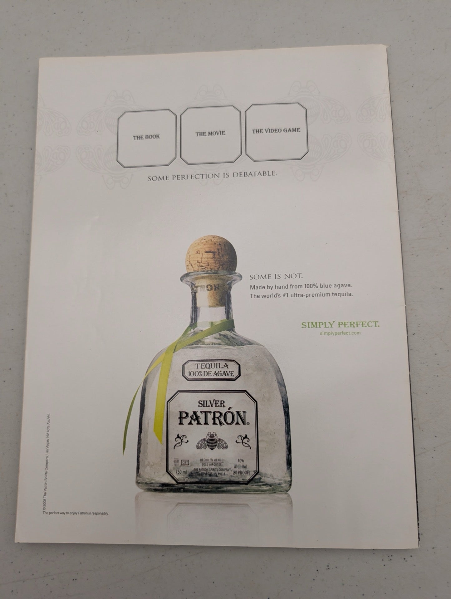Back cover of Playboy Magazine November 2008 Patron ad