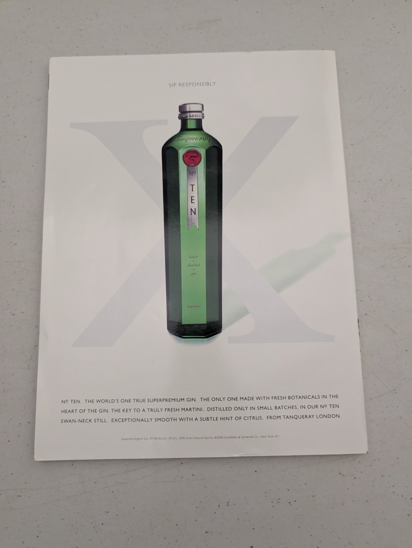 Playboy Magazine August 2000 Back Cover Tanqueray Ad