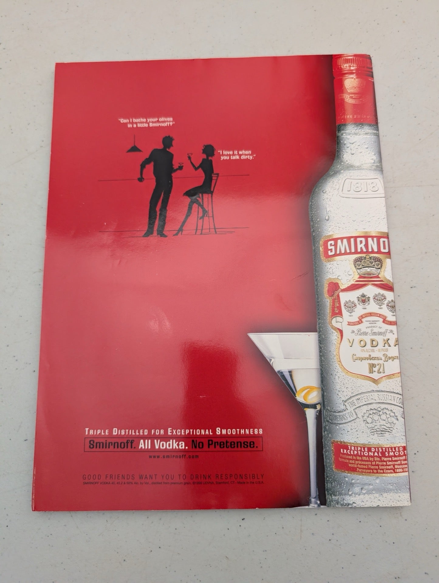 Playboy Magazine April 2000 Back Cover Smirnoff Ad