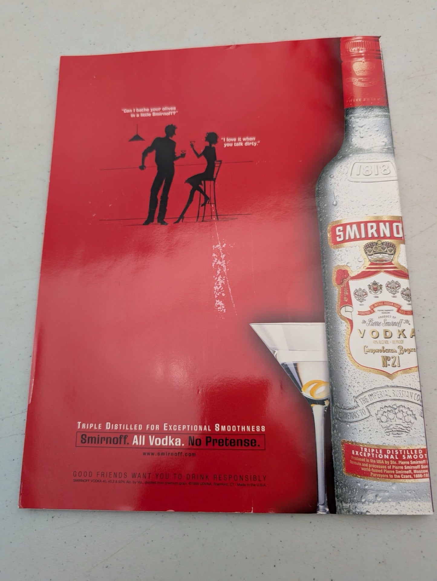 Playboy Magazine April 2000 Back Cover Smirnoff Ad