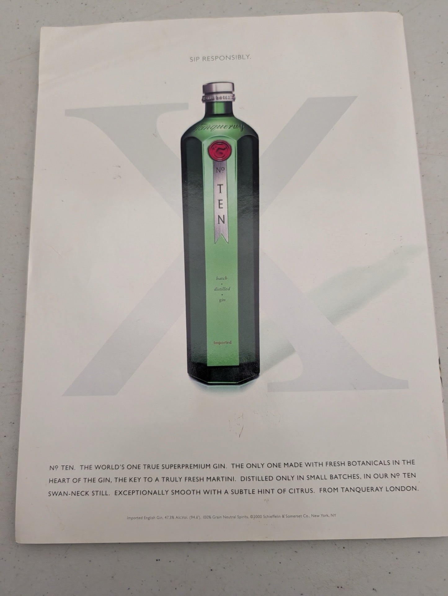 Playboy Magazine August 2000 Back Cover Tanqueray Ad