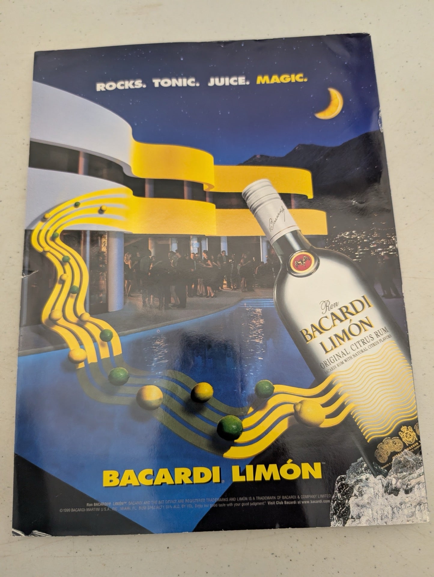 Back cover featuring a Bacardi Limon advertisement