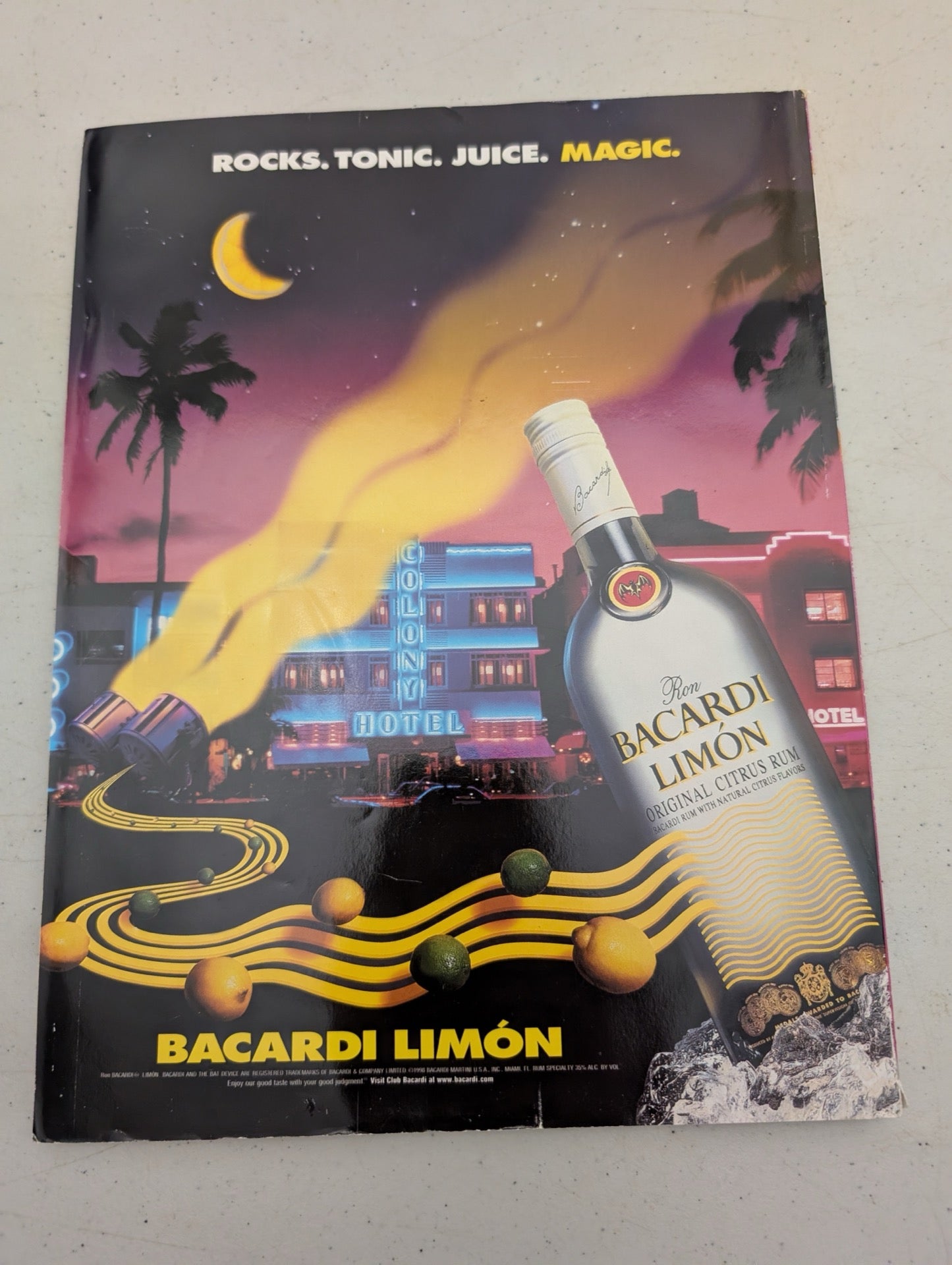 Back cover featuring Bacardi Limon ad