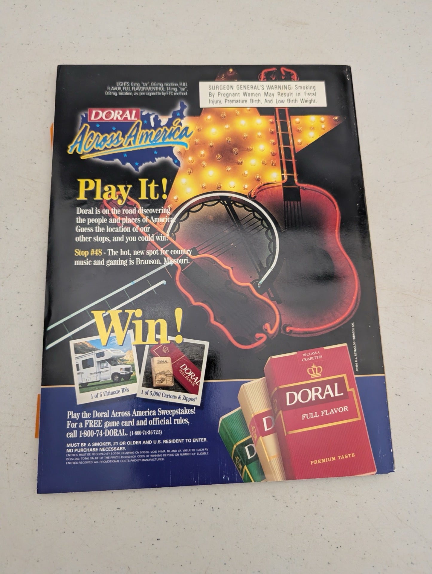 July 1996 Playboy Magazine Back Cover Doral Ad
