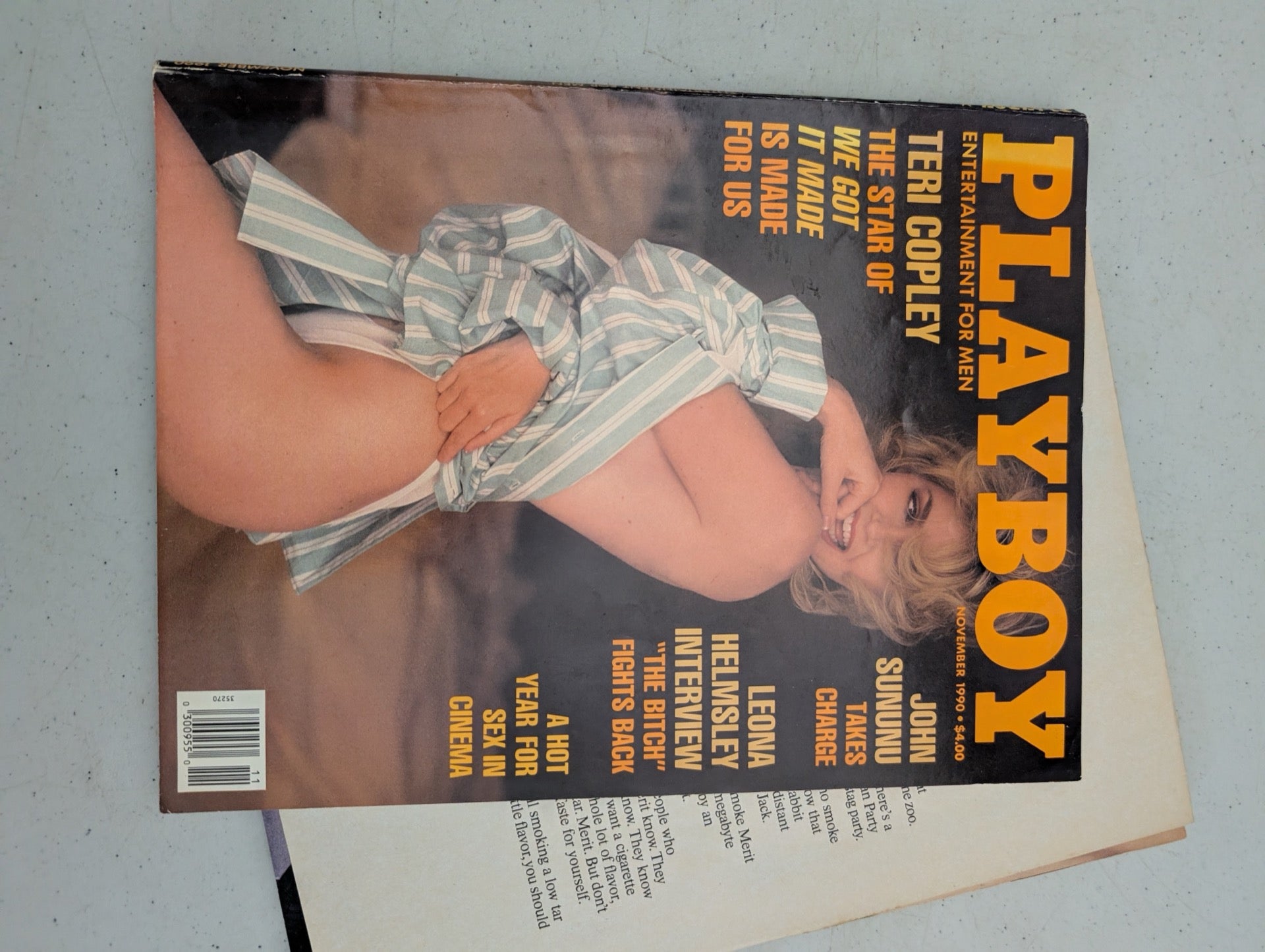 Front cover of November 1990 Playboy Magazine