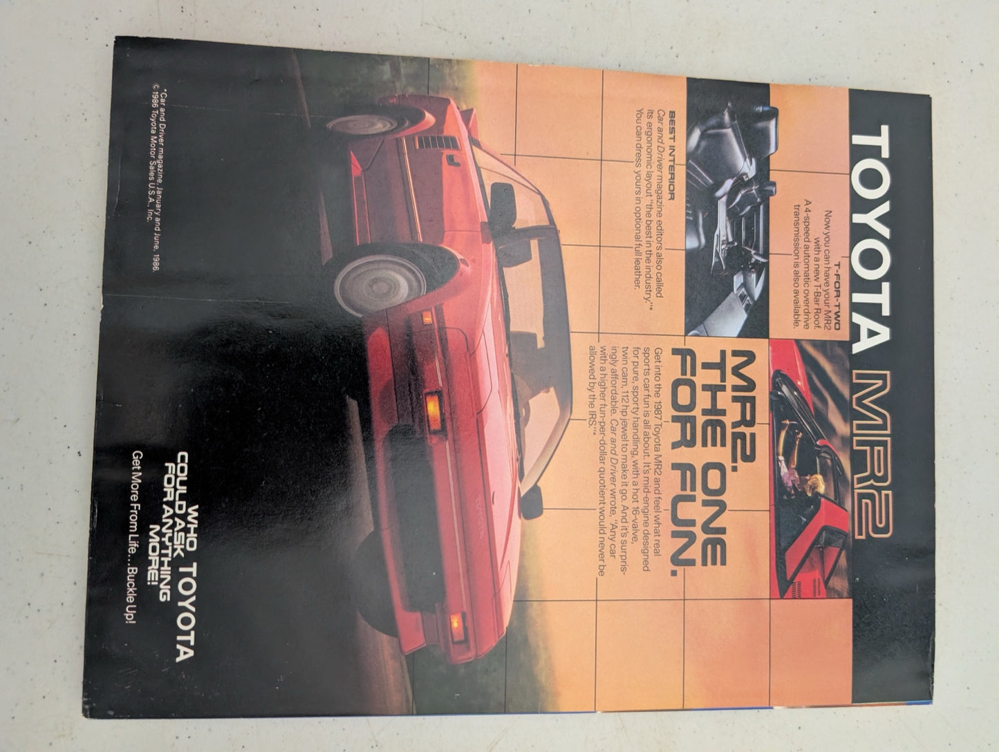 1987 Toyota MR2 Advertisement in Playboy