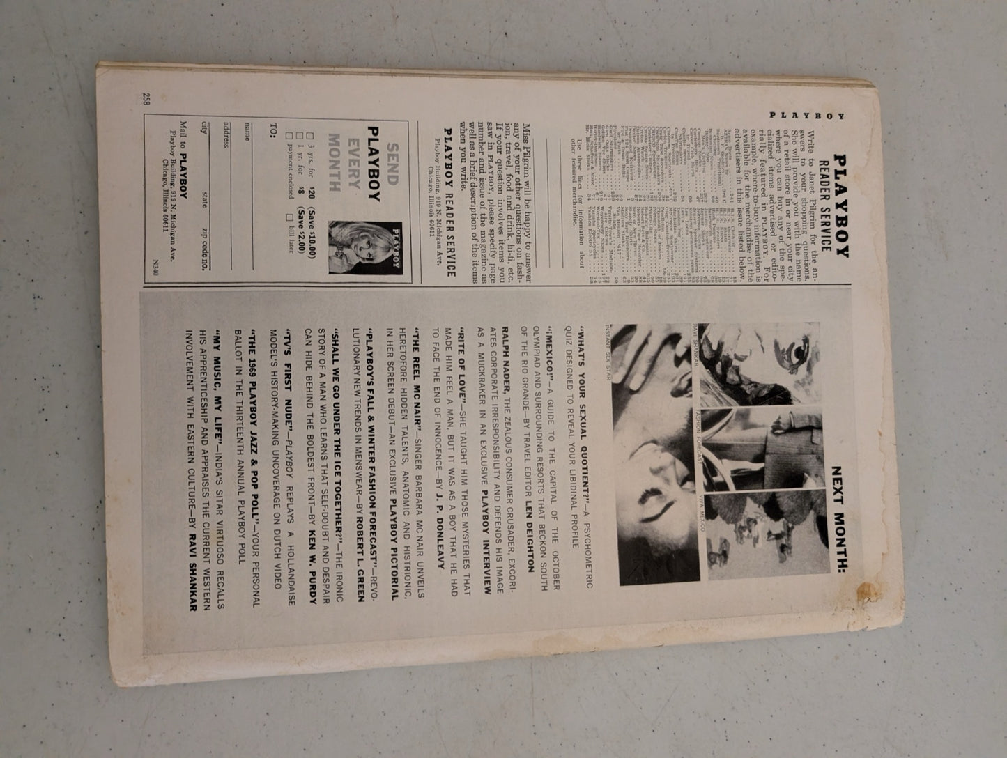 Playboy Magazine Back Cover September 1968
