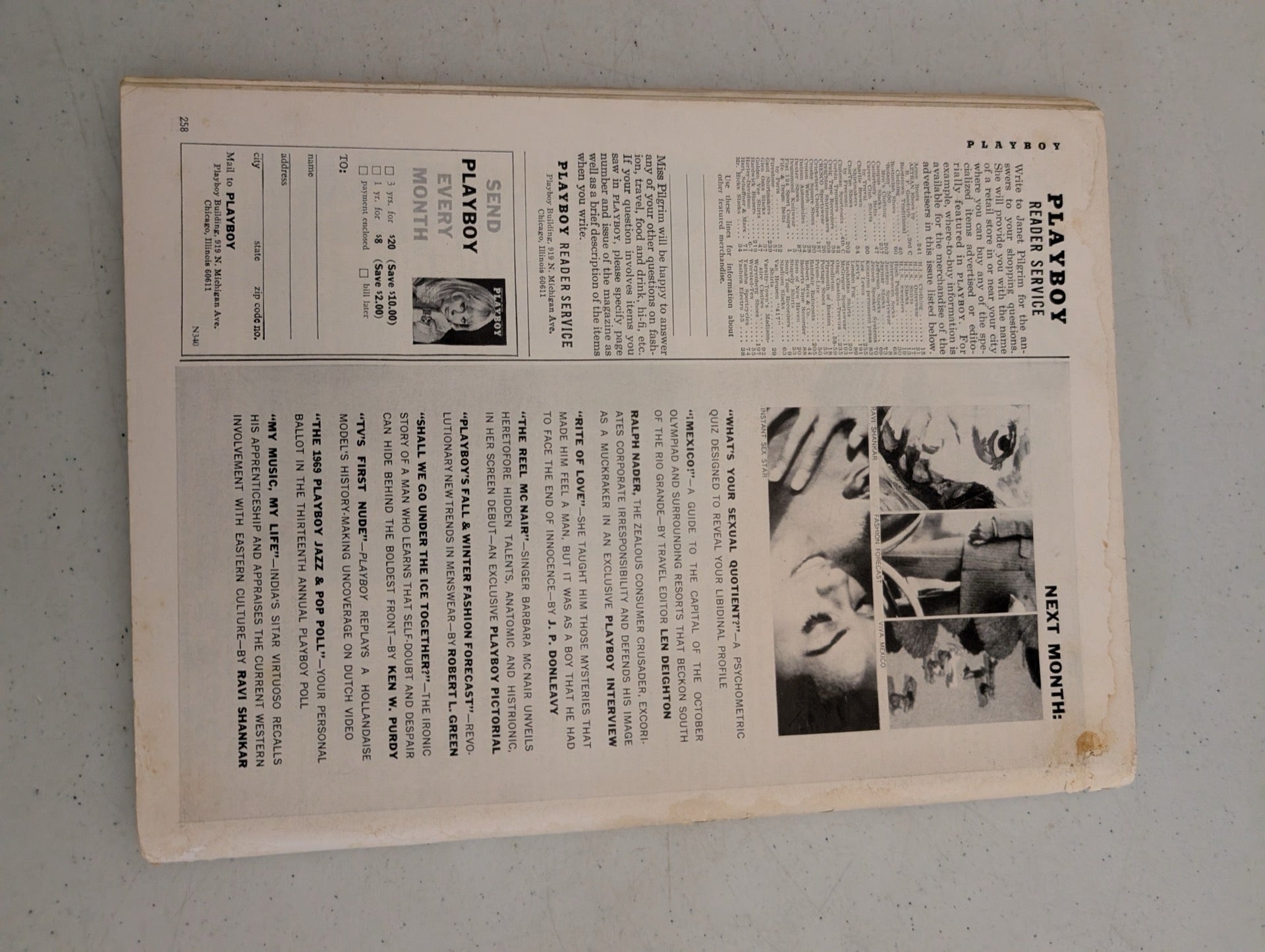 Playboy Magazine Back Cover September 1968