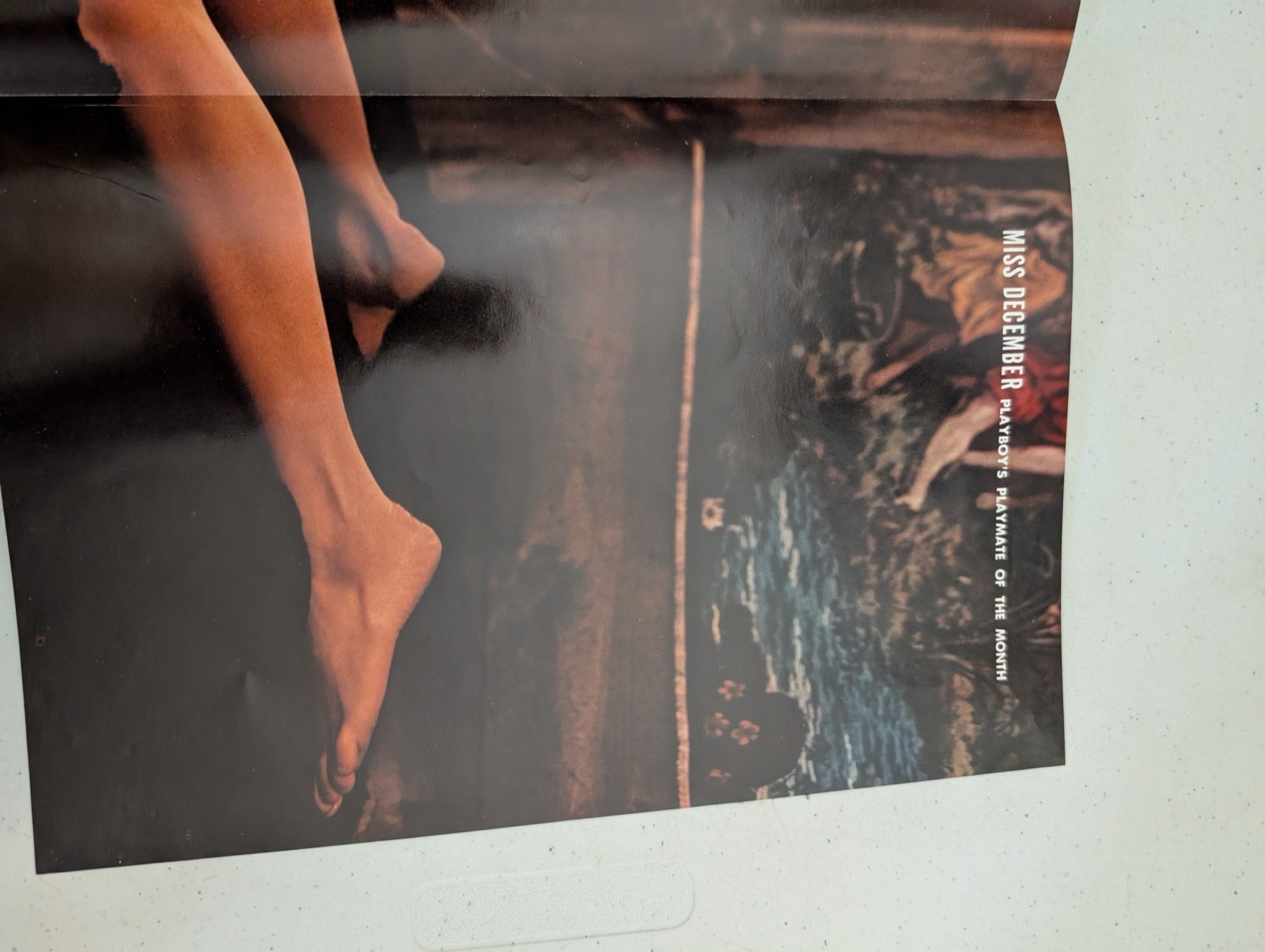 Inside centerfold page view of vintage Playboy magazine
