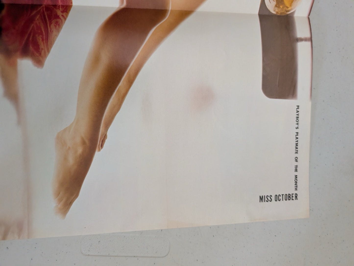Inside centerfold page view of vintage Playboy magazine