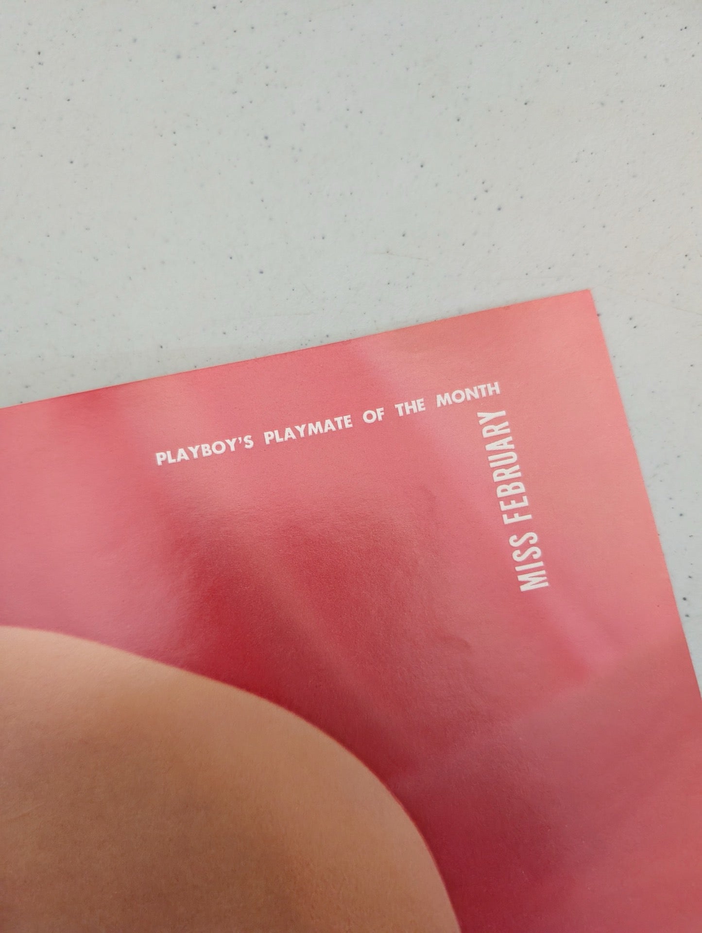 Inside centerfold page view of vintage Playboy magazine