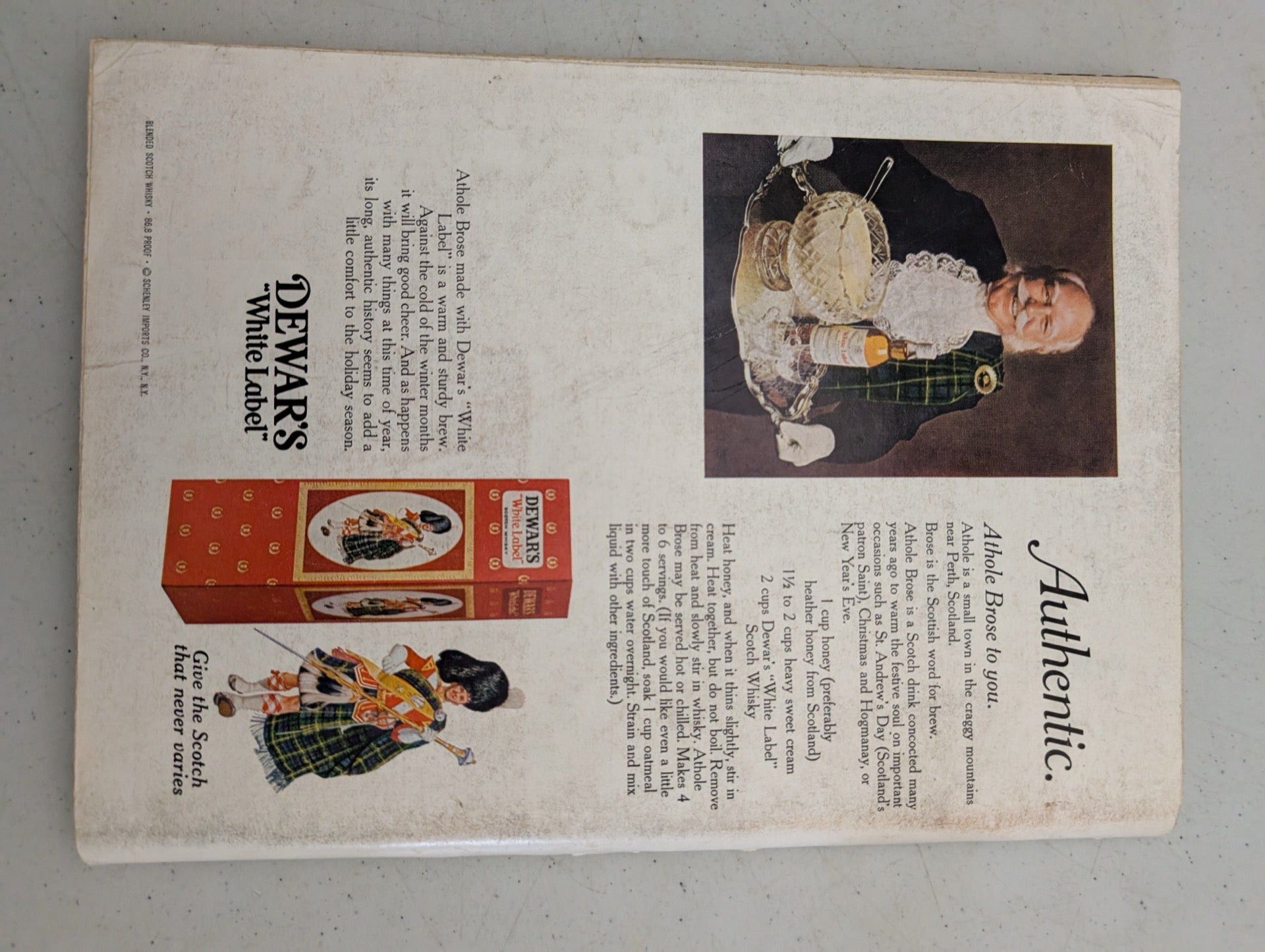 Back cover of vintage 1971 Playboy featuring a Dewar's White Label Scotch ad
