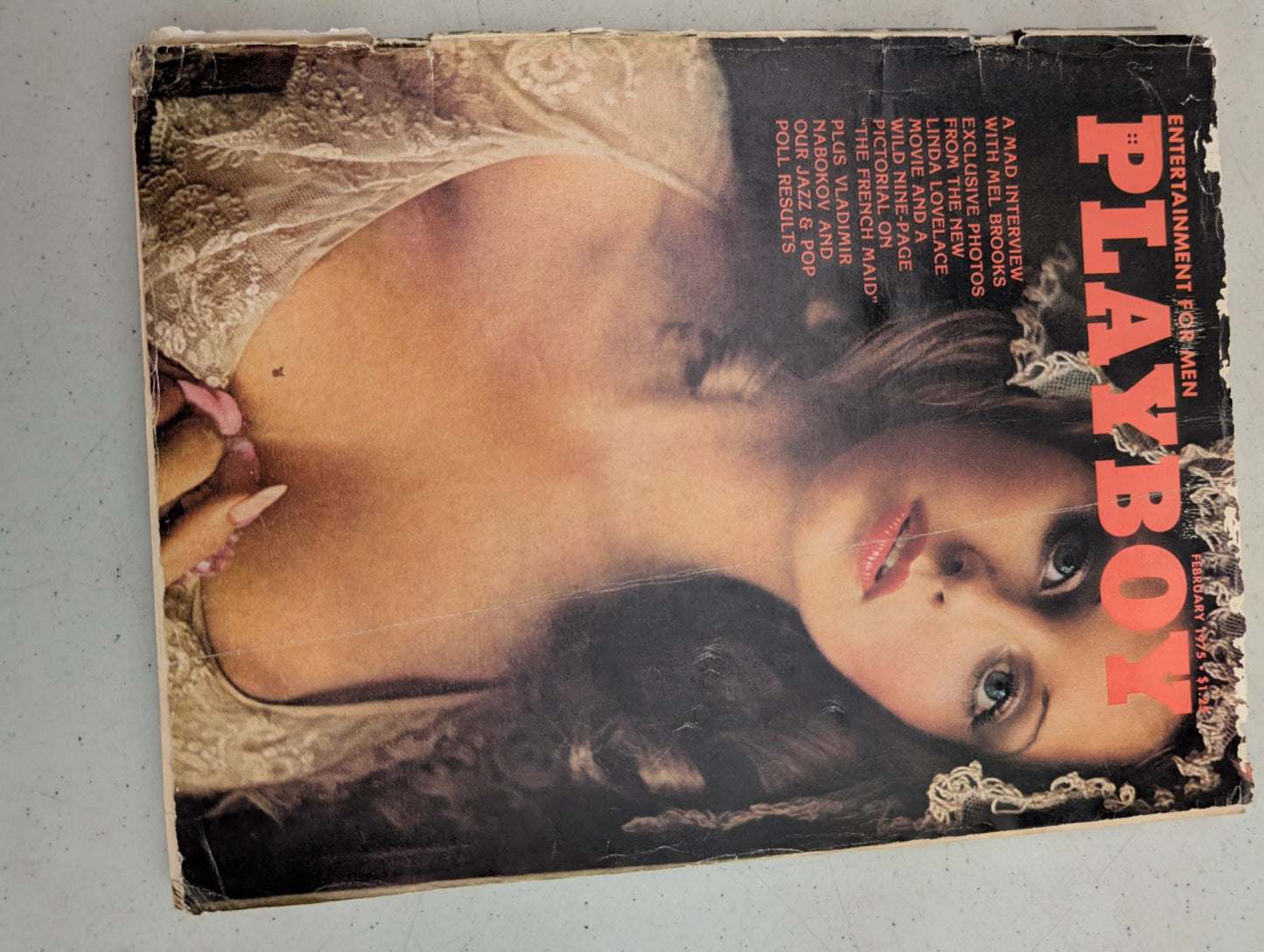 Front cover of vintage February 1975 Playboy Magazine