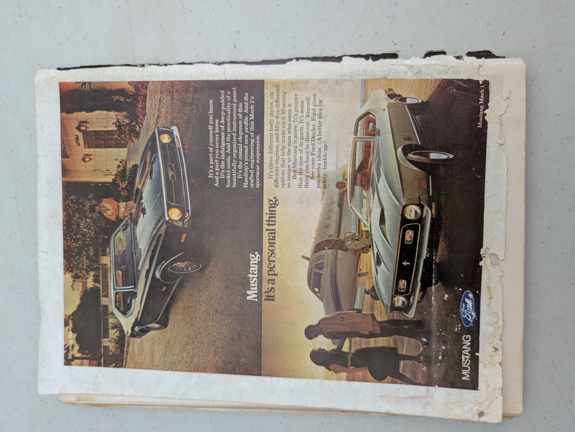 Back cover of vintage 1971 Playboy featuring a Ford Mustang Mach 1 ad