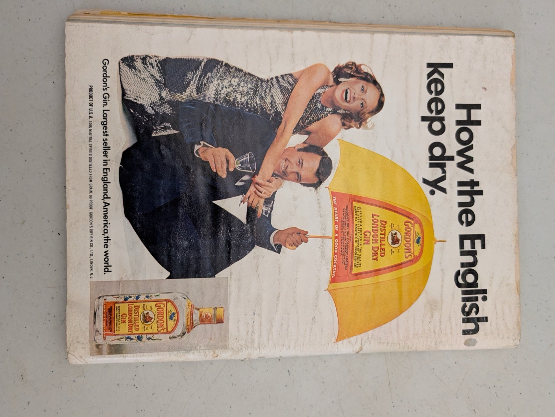 Back cover of vintage 1973 Playboy featuring a Gordon's Gin ad