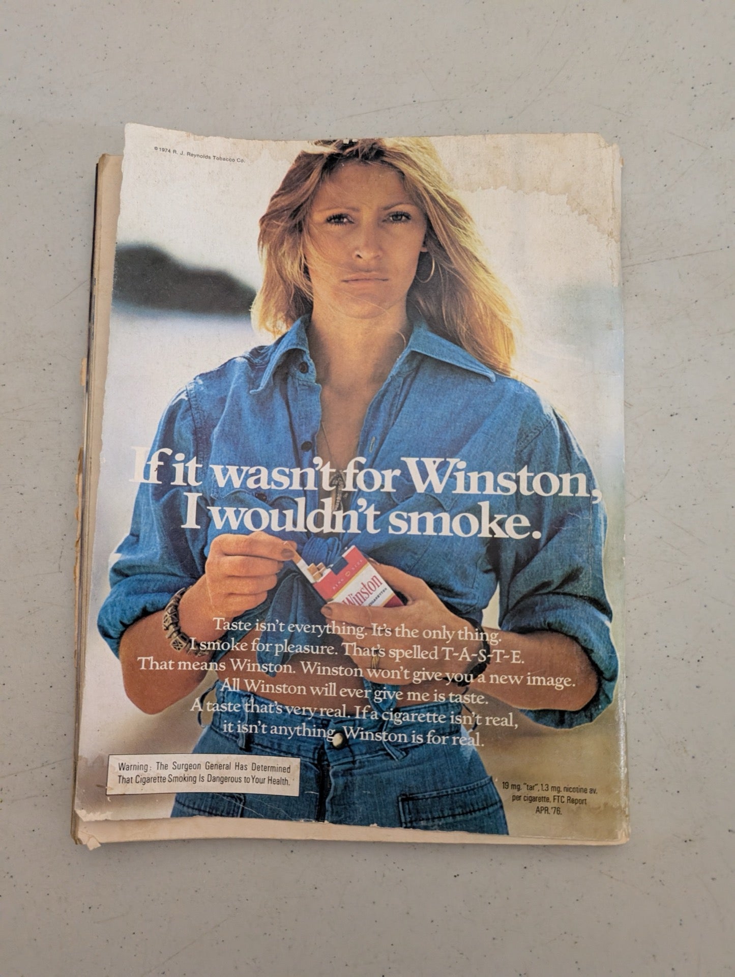 Back cover of February 1977 Playboy Magazine showing Winston ad