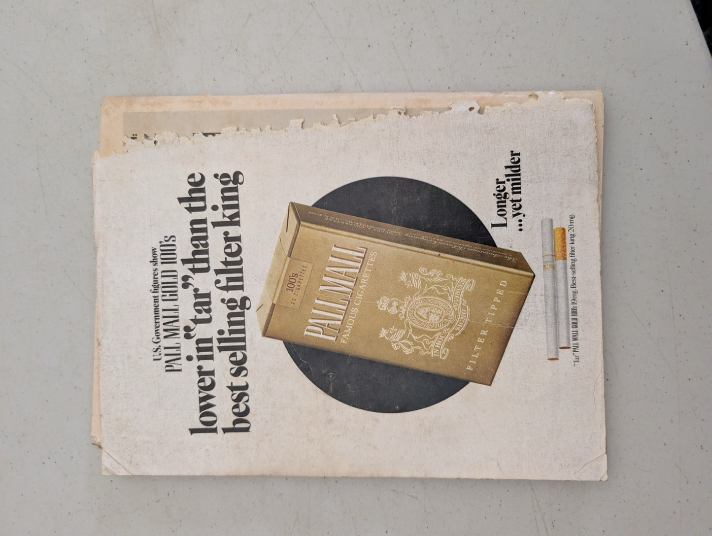 Back cover of October 1970 Playboy Magazine showing Pall Mall ad