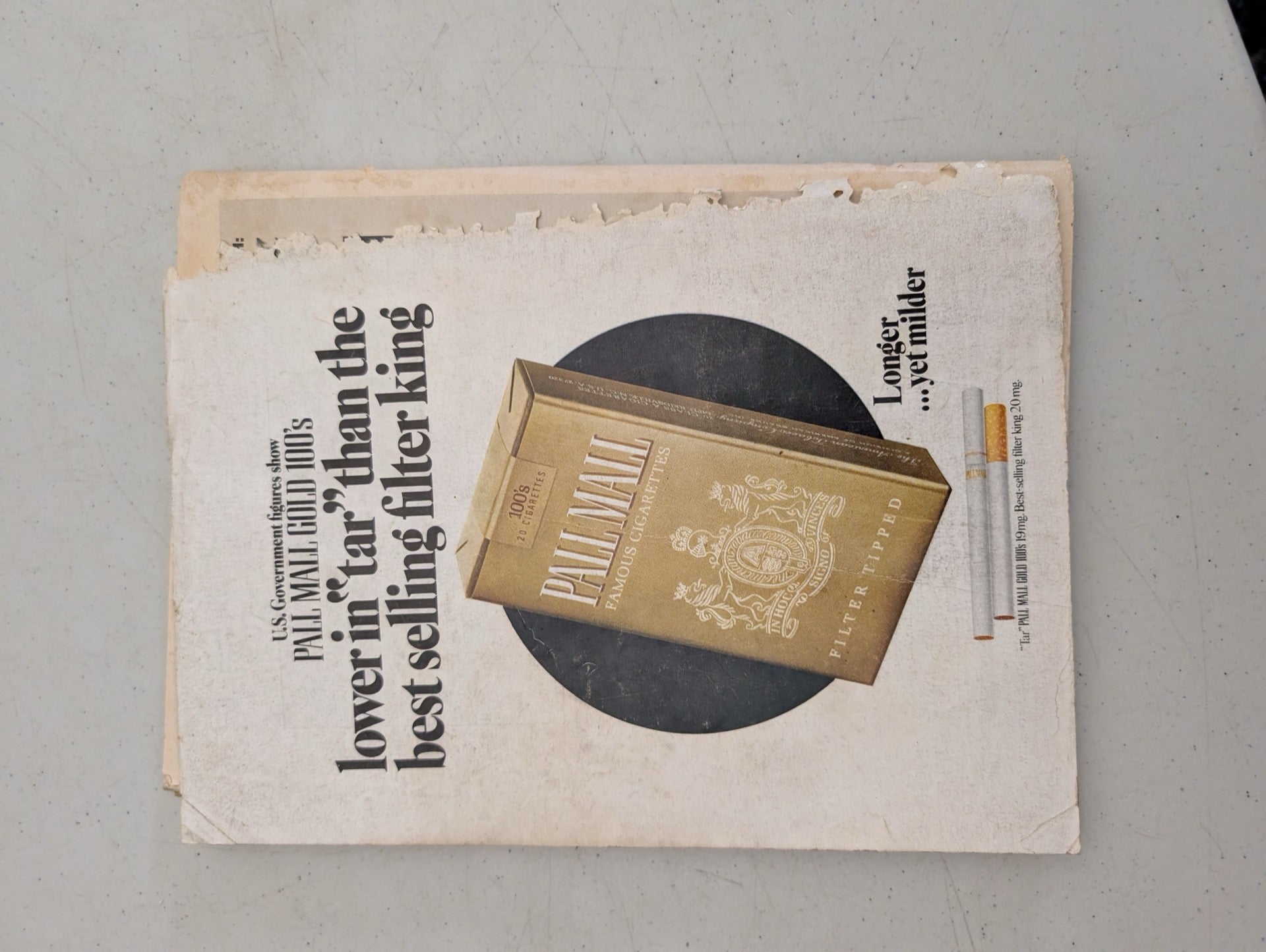 Back cover of October 1970 Playboy Magazine showing Pall Mall ad