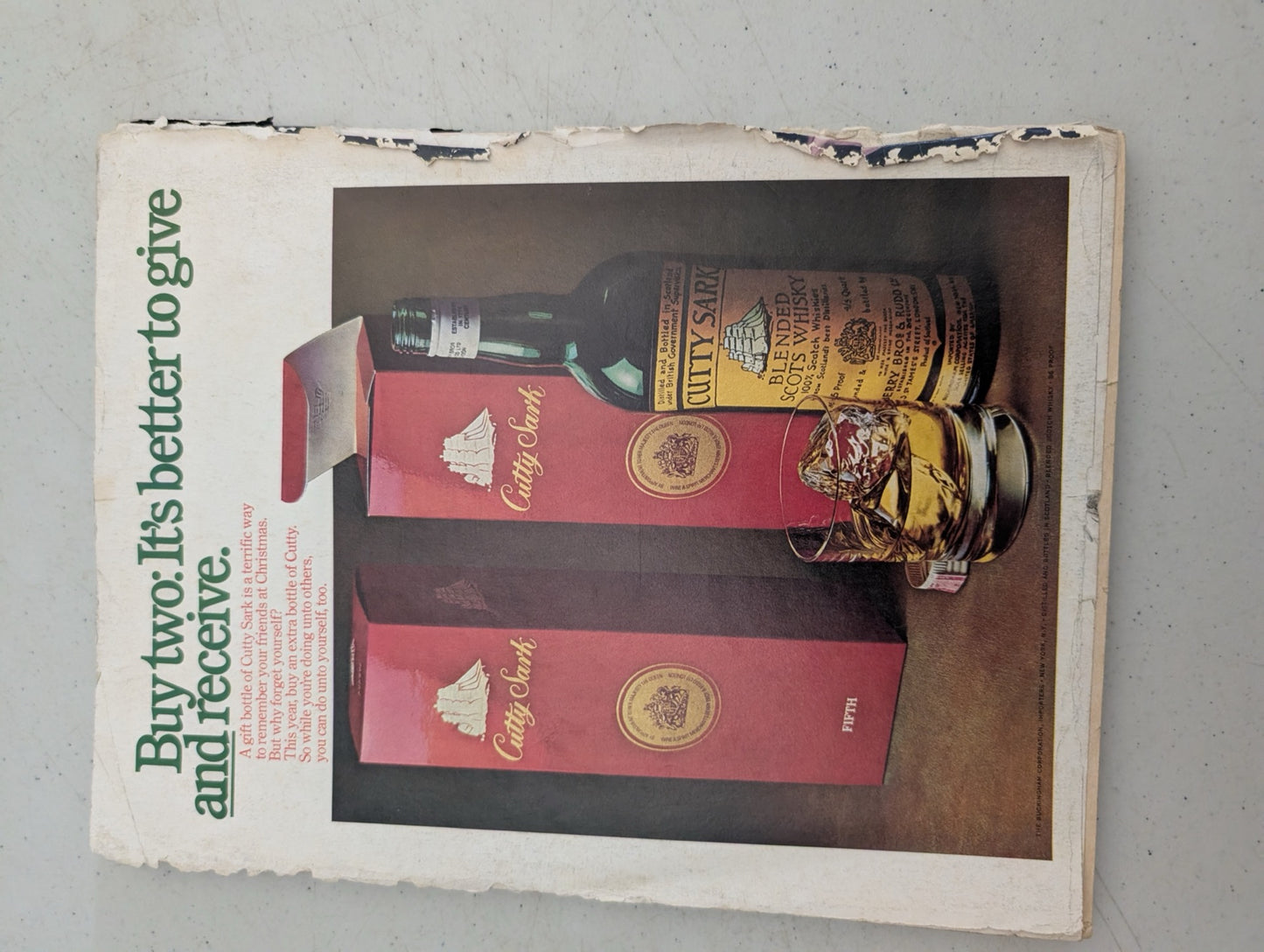 Back cover of January 1977 Playboy Magazine showing Cutty Sark ad