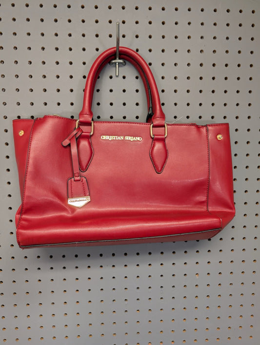 Front view of Christian Siriano red satchel bag