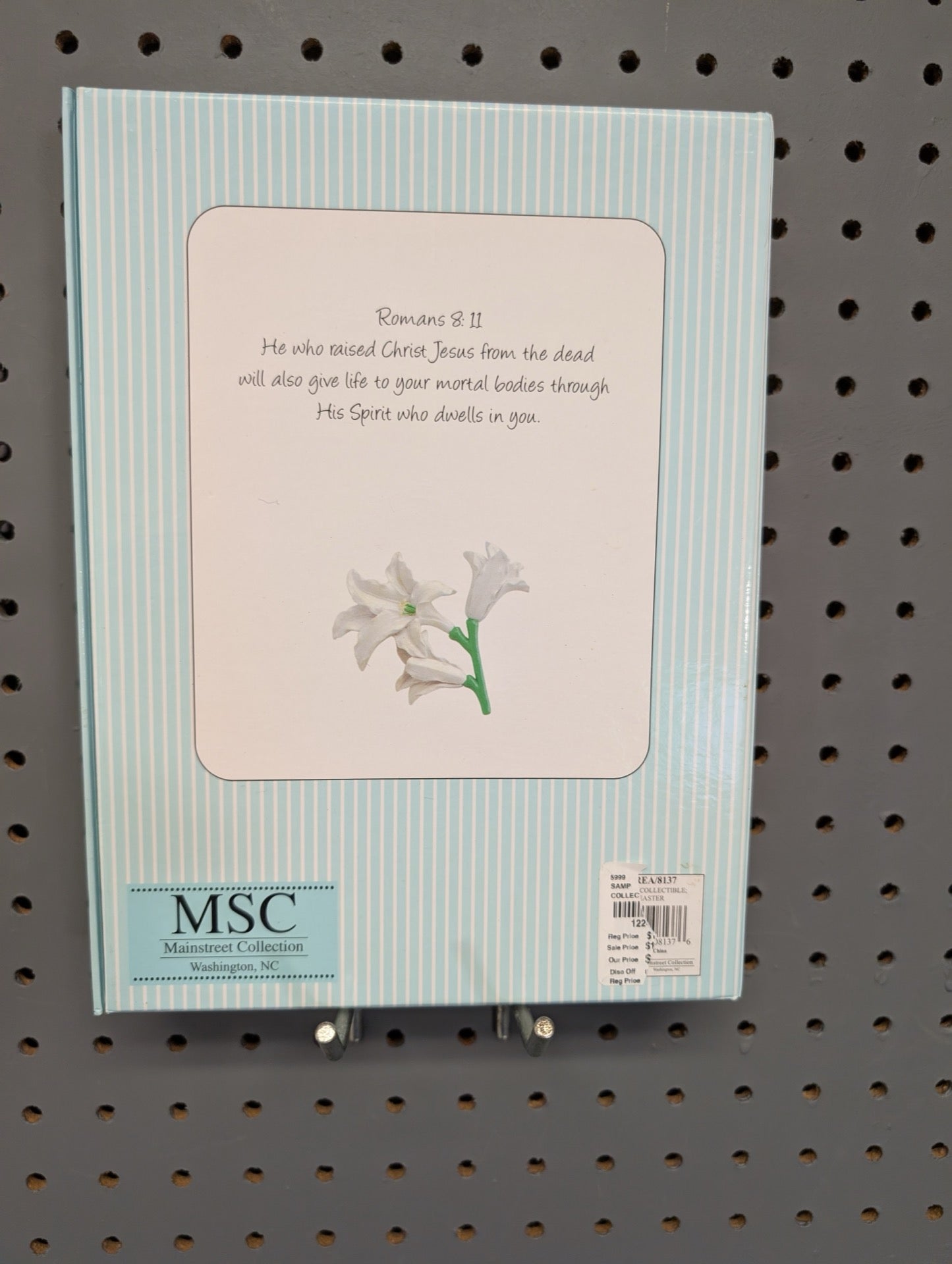 Back of box showing Romans 8:11 scripture