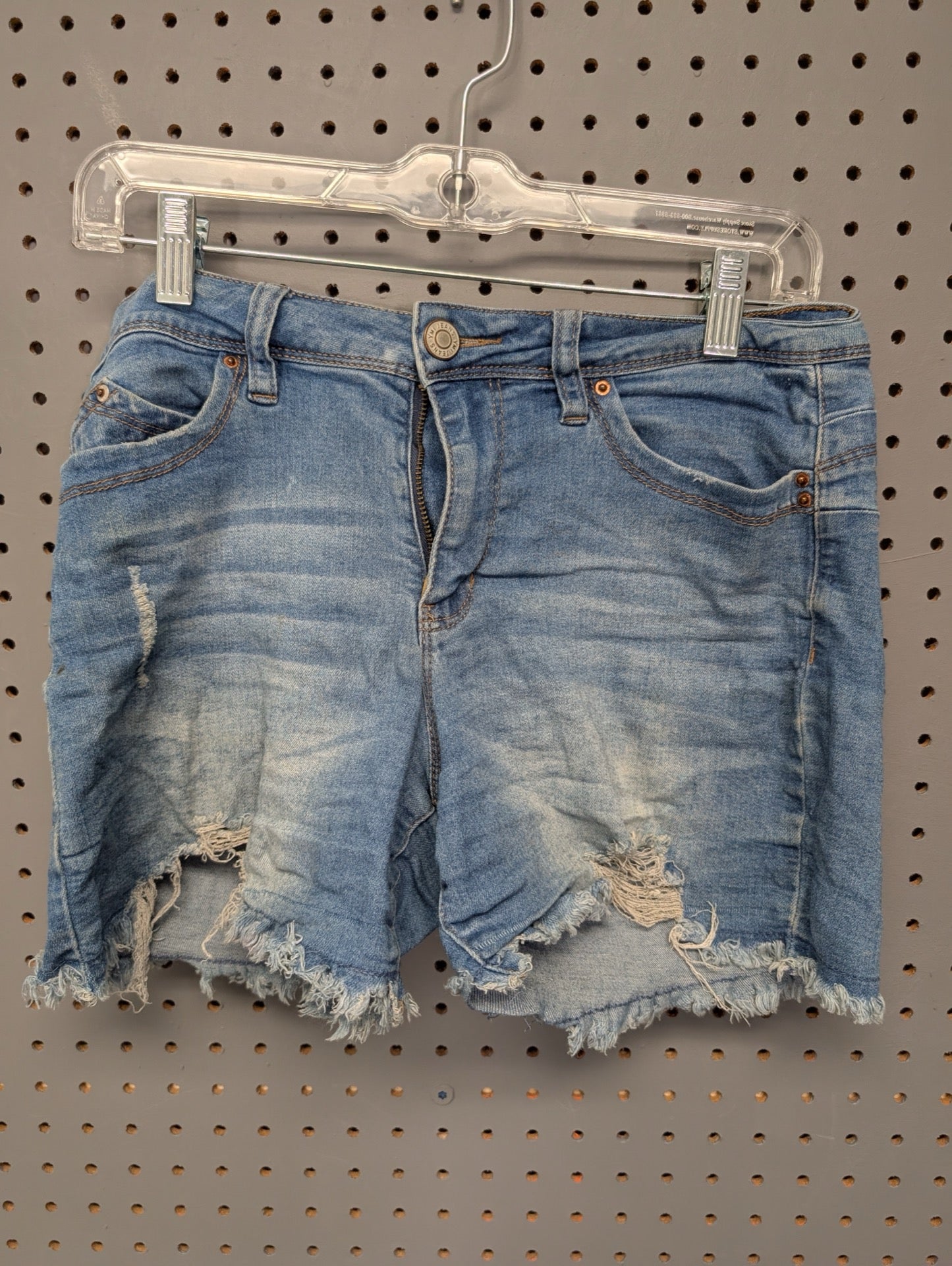 YMI Curvy Fit distressed denim shorts front view