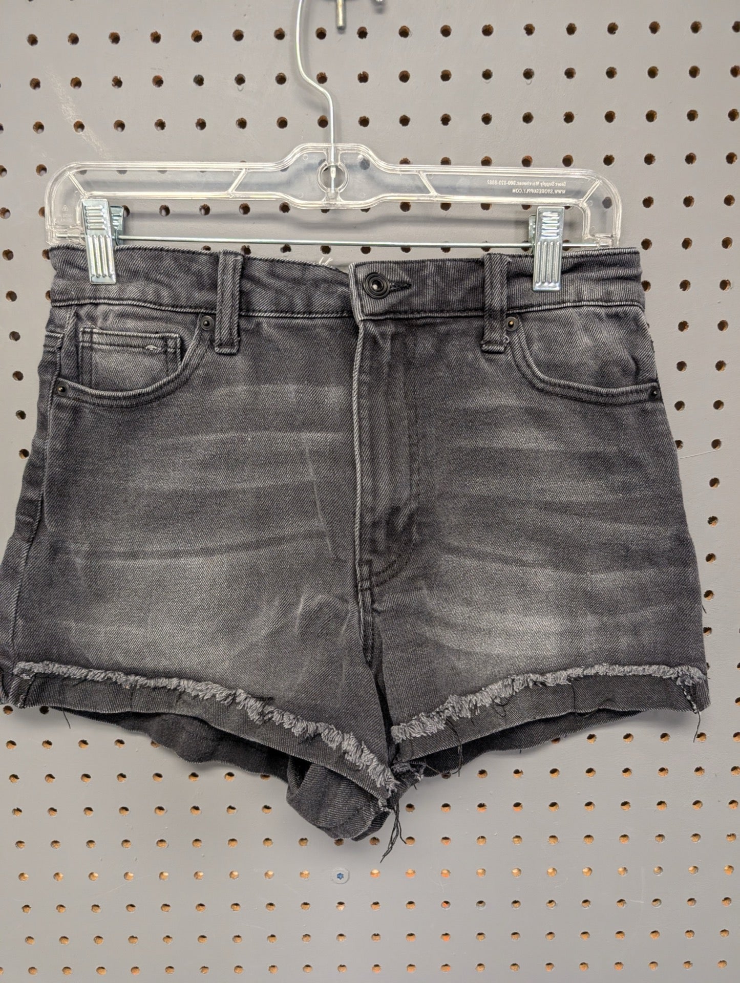 No Boundaries faded black cutoff shorts front view