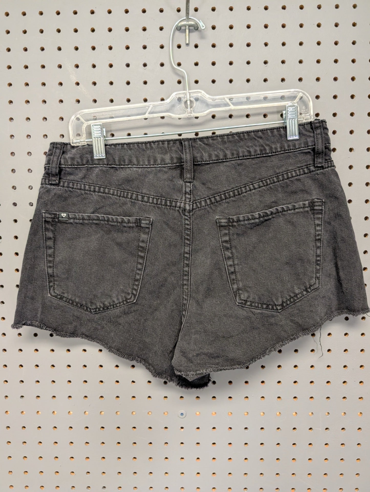 Blackheart high rise distressed black shorts back view