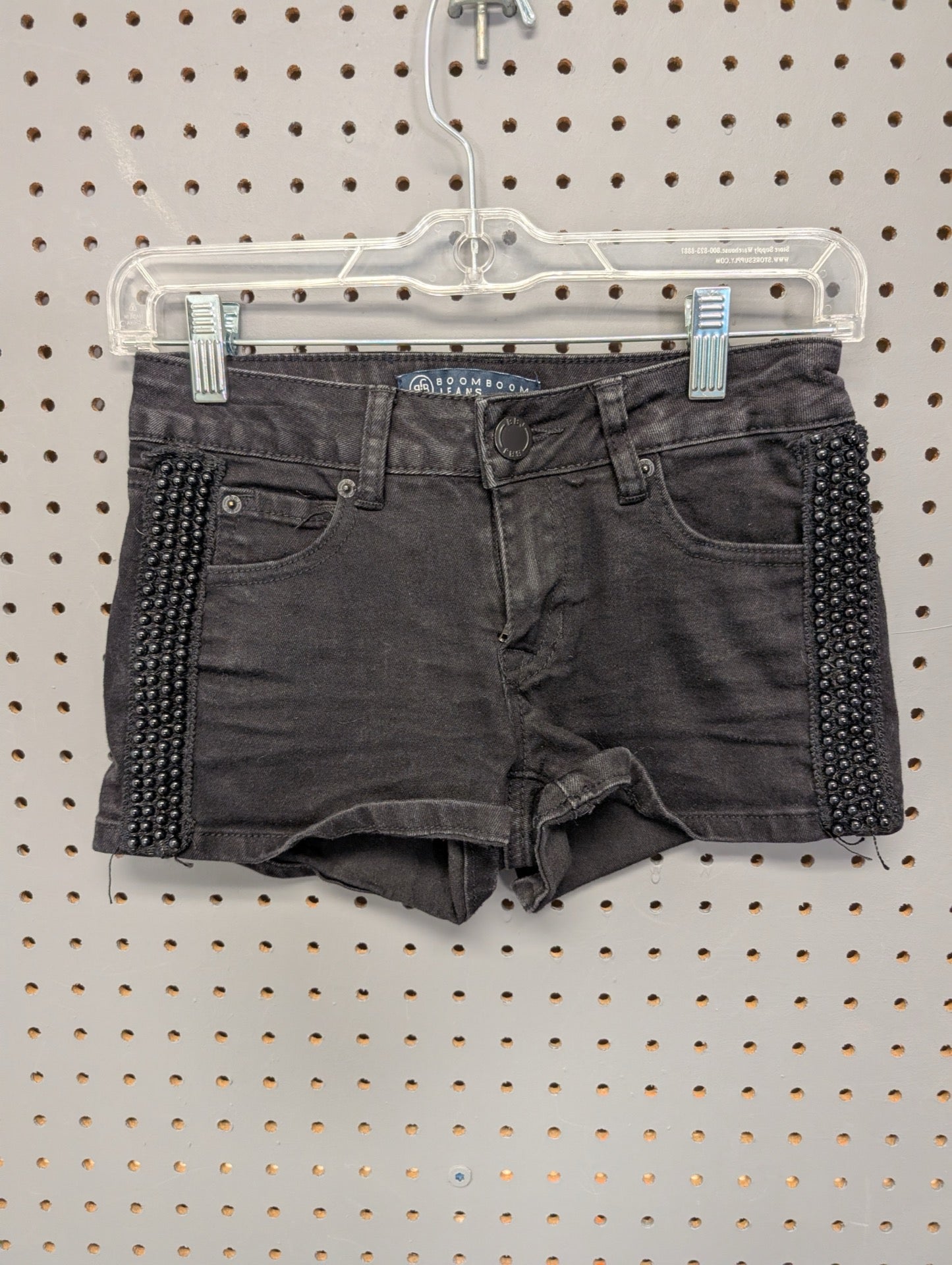 Boom Boom Jeans black beaded shorts front
