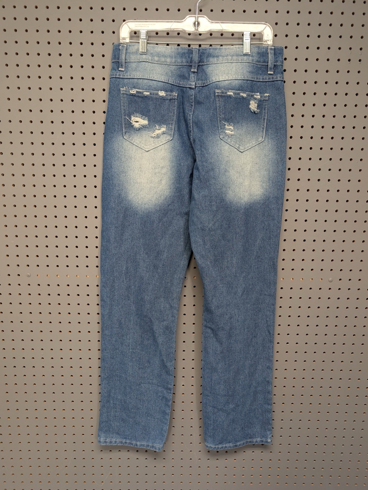 Back of custom distressed jeans