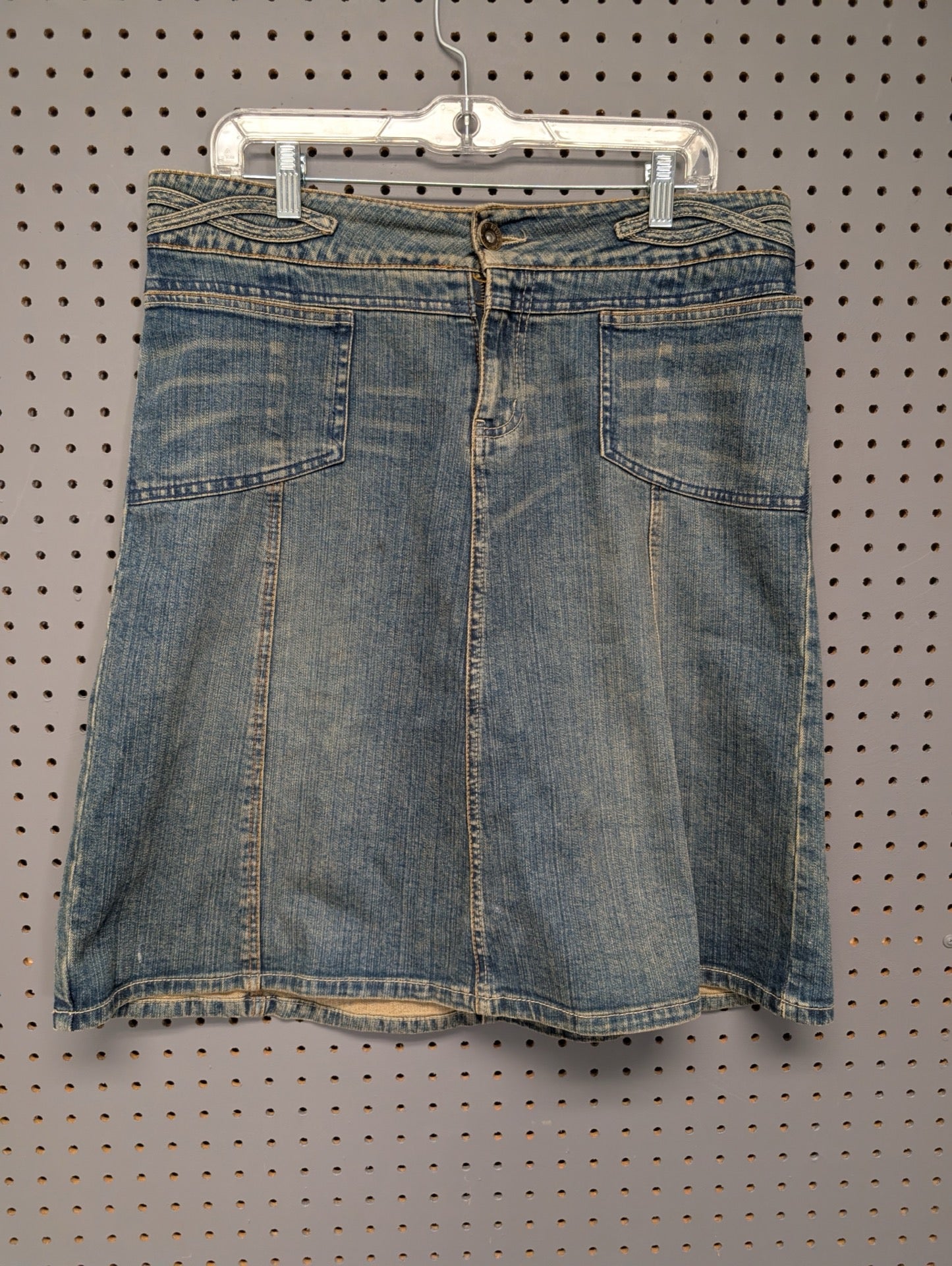 Front of Canyon River Blues denim midi skirt