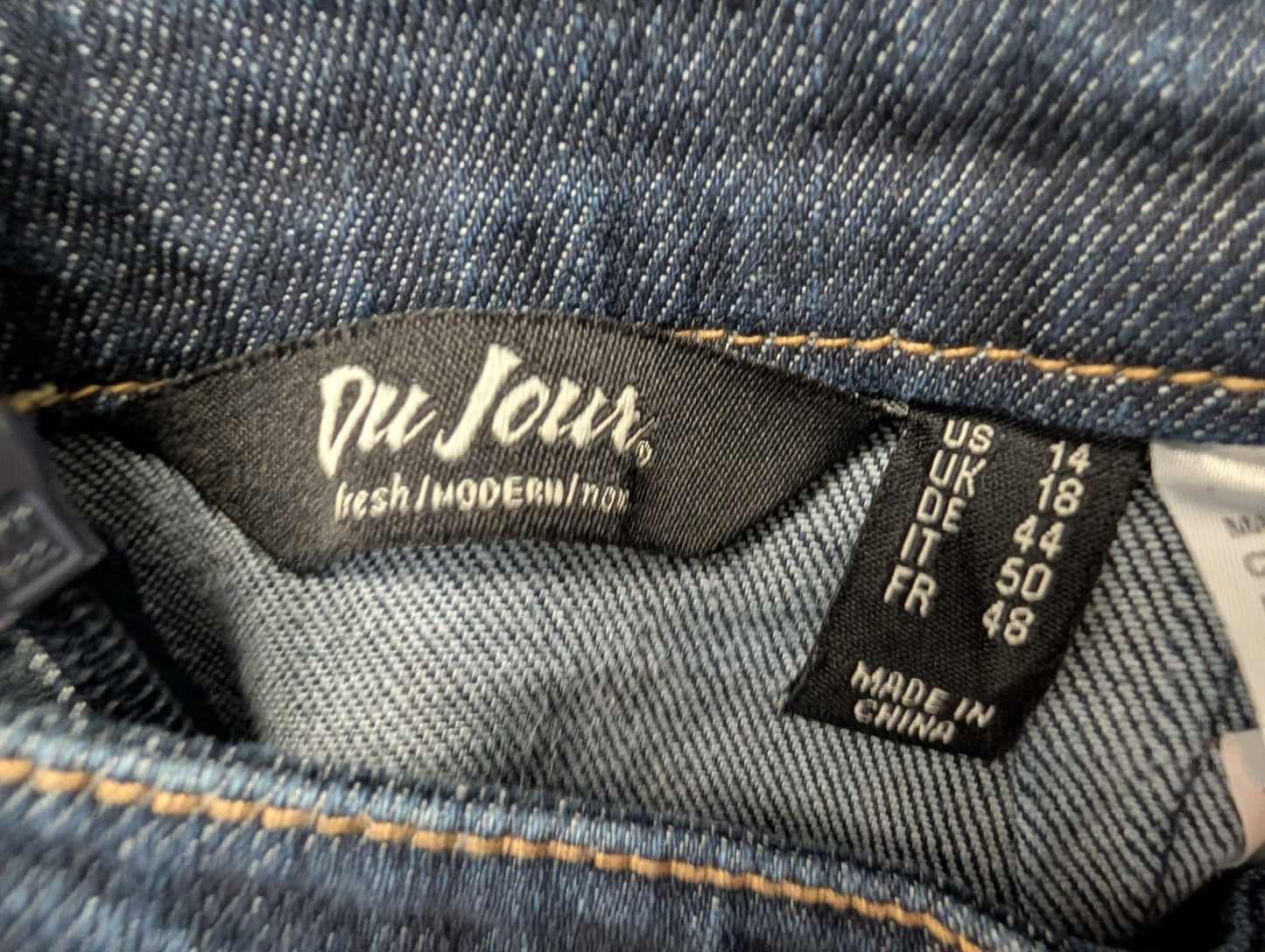 Du Jour brand tag indicating size 14