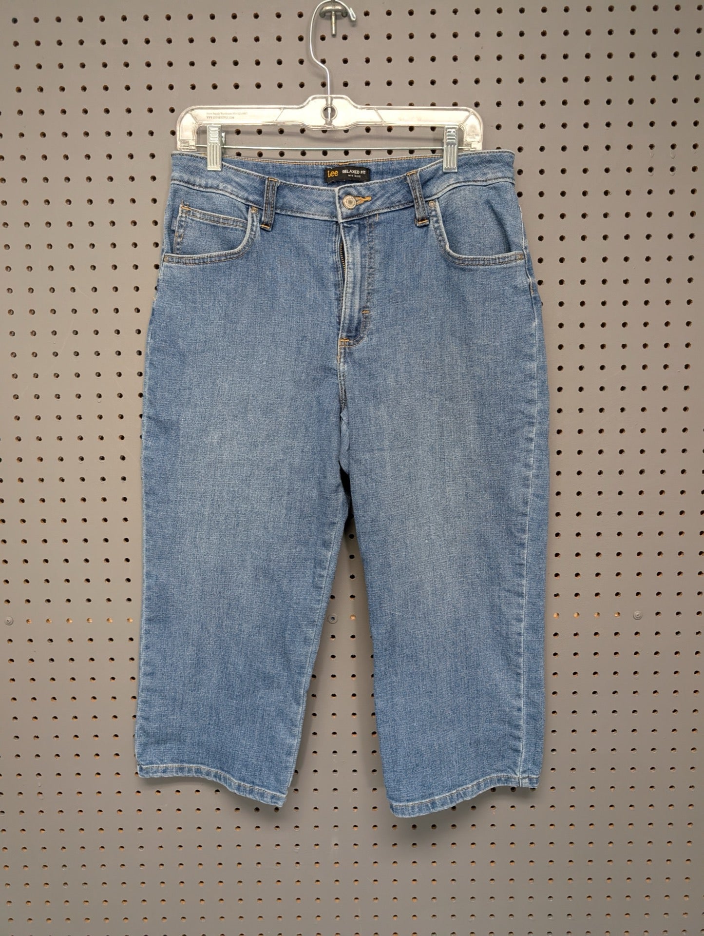 Front view of Lee relaxed fit capri jeans
