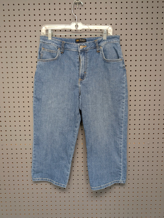 Front view of Lee relaxed fit capri jeans