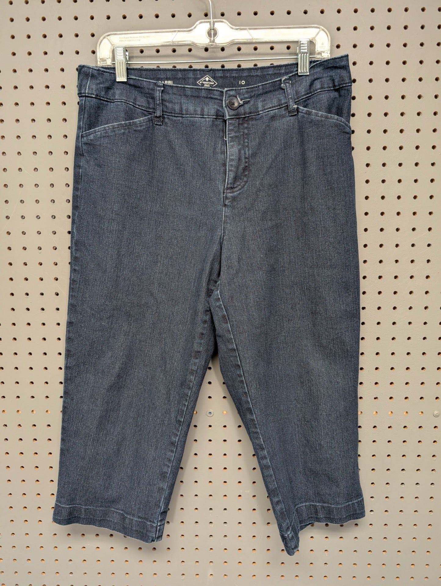 Front view of St. John's Bay dark wash capri jeans