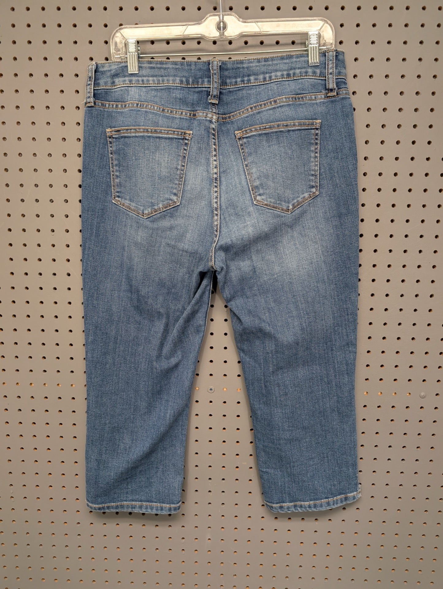 Back view of St. John's Bay medium wash capri jeans