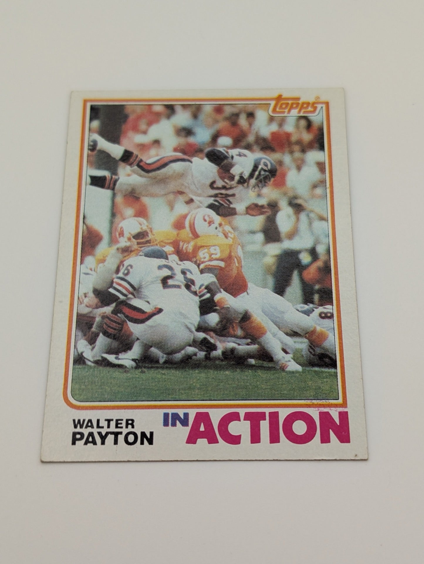 Front view of 1982 Topps Walter Payton In Action football card