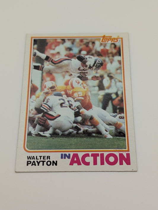 Front view of 1982 Topps Walter Payton In Action football card