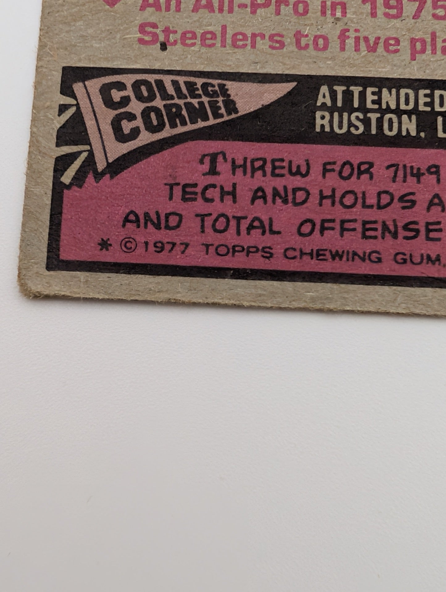 Close up detail of college corner and copyright text