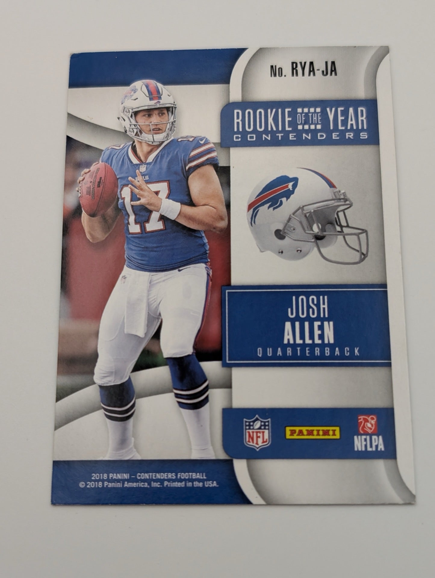 Back view of 2018 Panini Contenders Josh Allen card