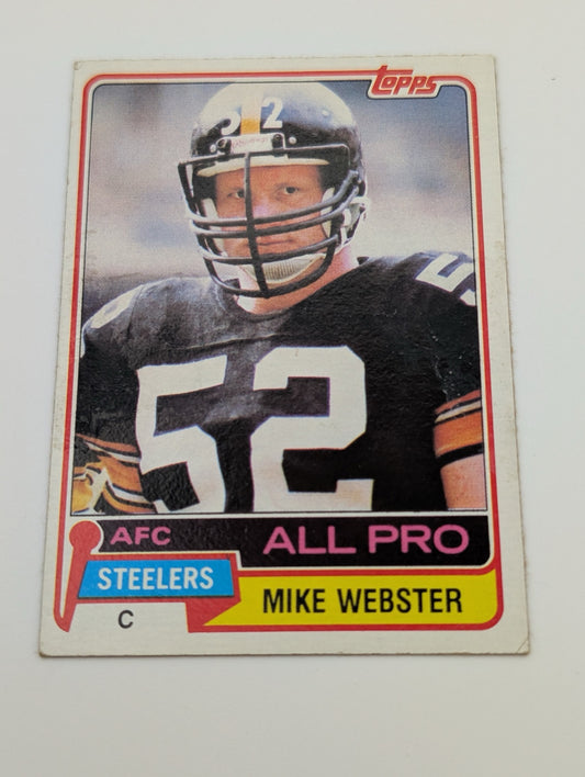 Front view of 1981 Topps Mike Webster football card