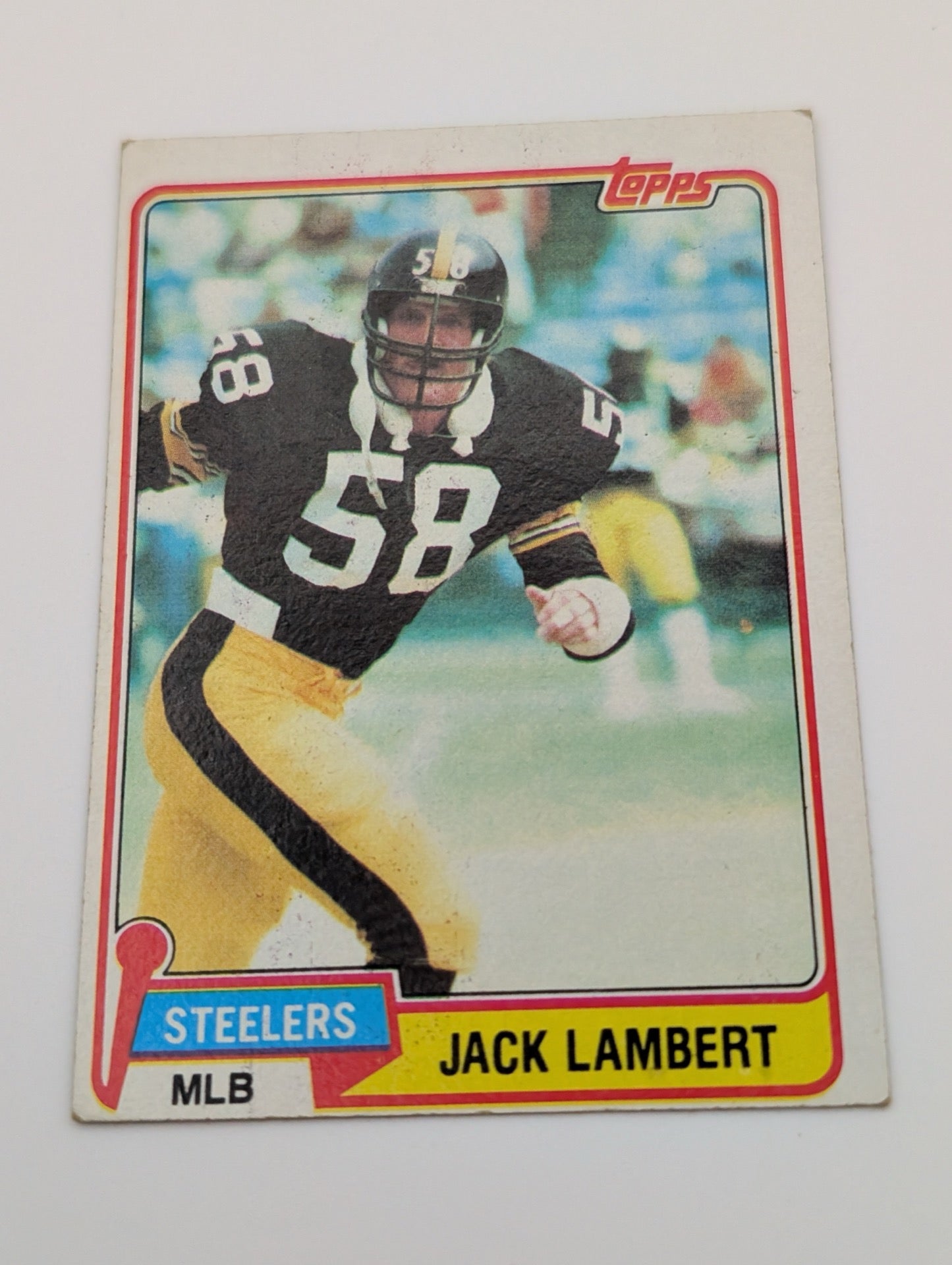 Front of 1981 Topps Jack Lambert #155 football card