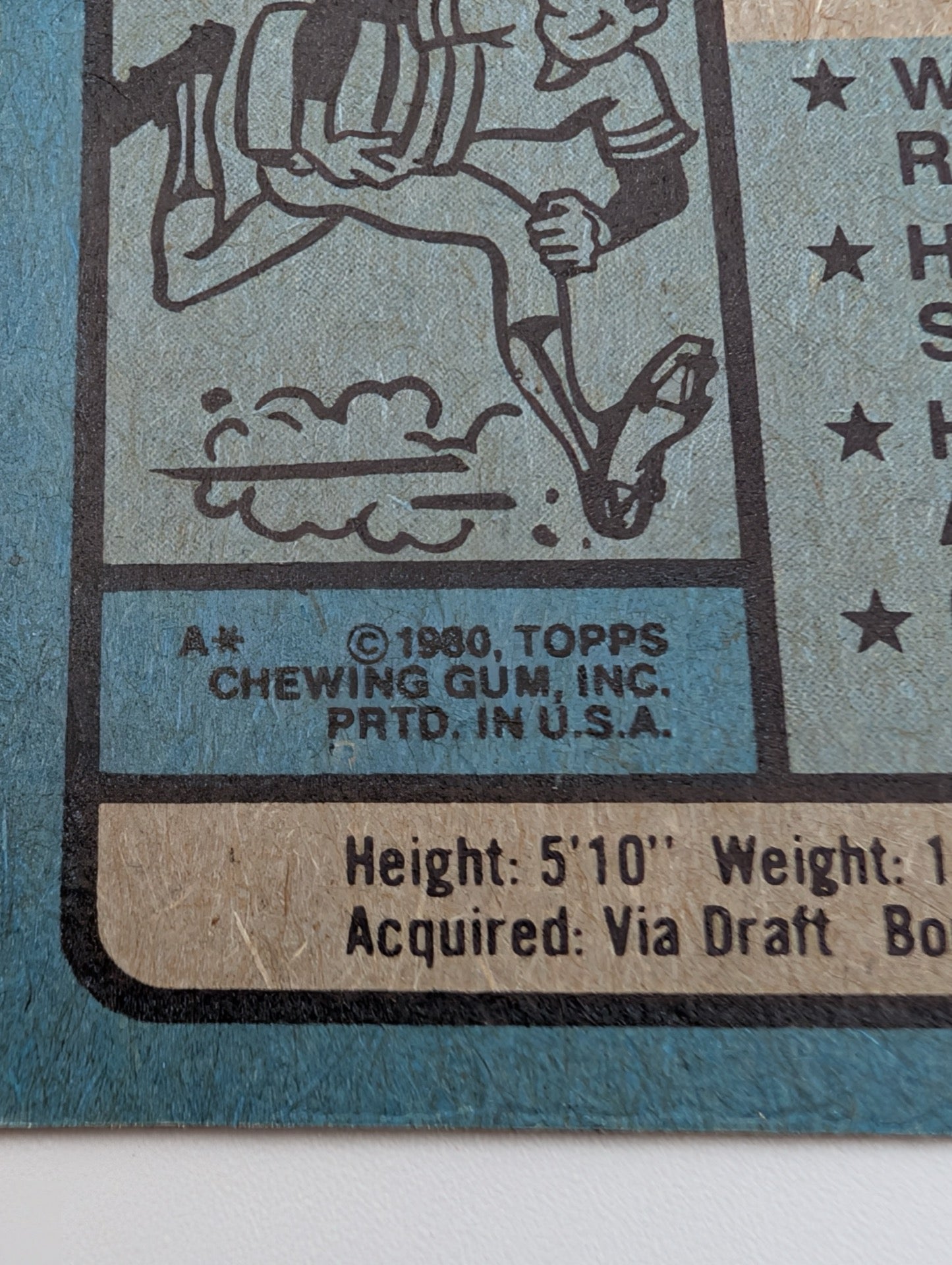 Close up of copyright on back of 1980 Topps Ozzie Smith card