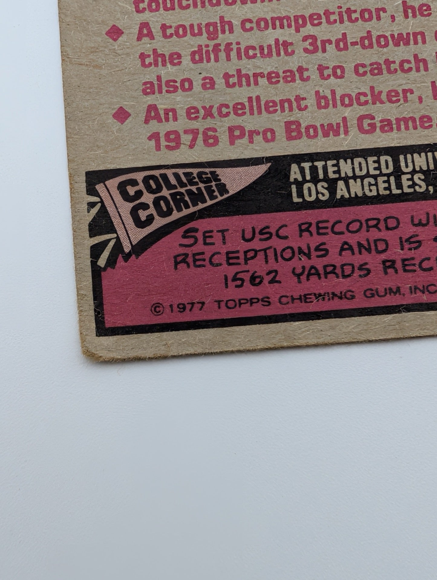 Close up of copyright on back of 1978 Topps Lynn Swann card