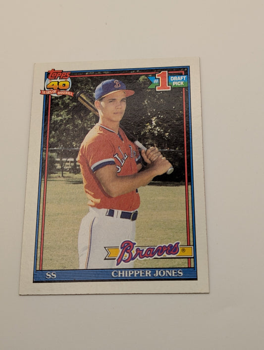 Front of 1991 Topps Chipper Jones Rookie card