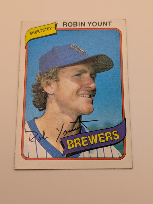 Front of 1980 Topps Robin Yount baseball card