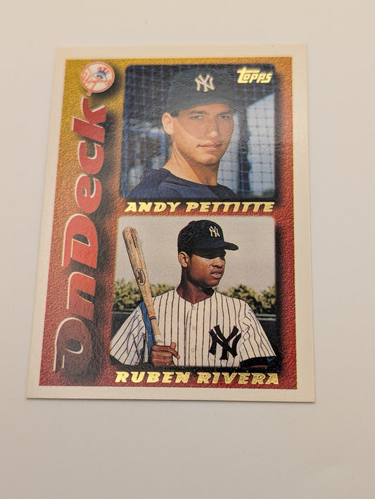 Front of 1995 Topps Pettitte Rivera Rookie card