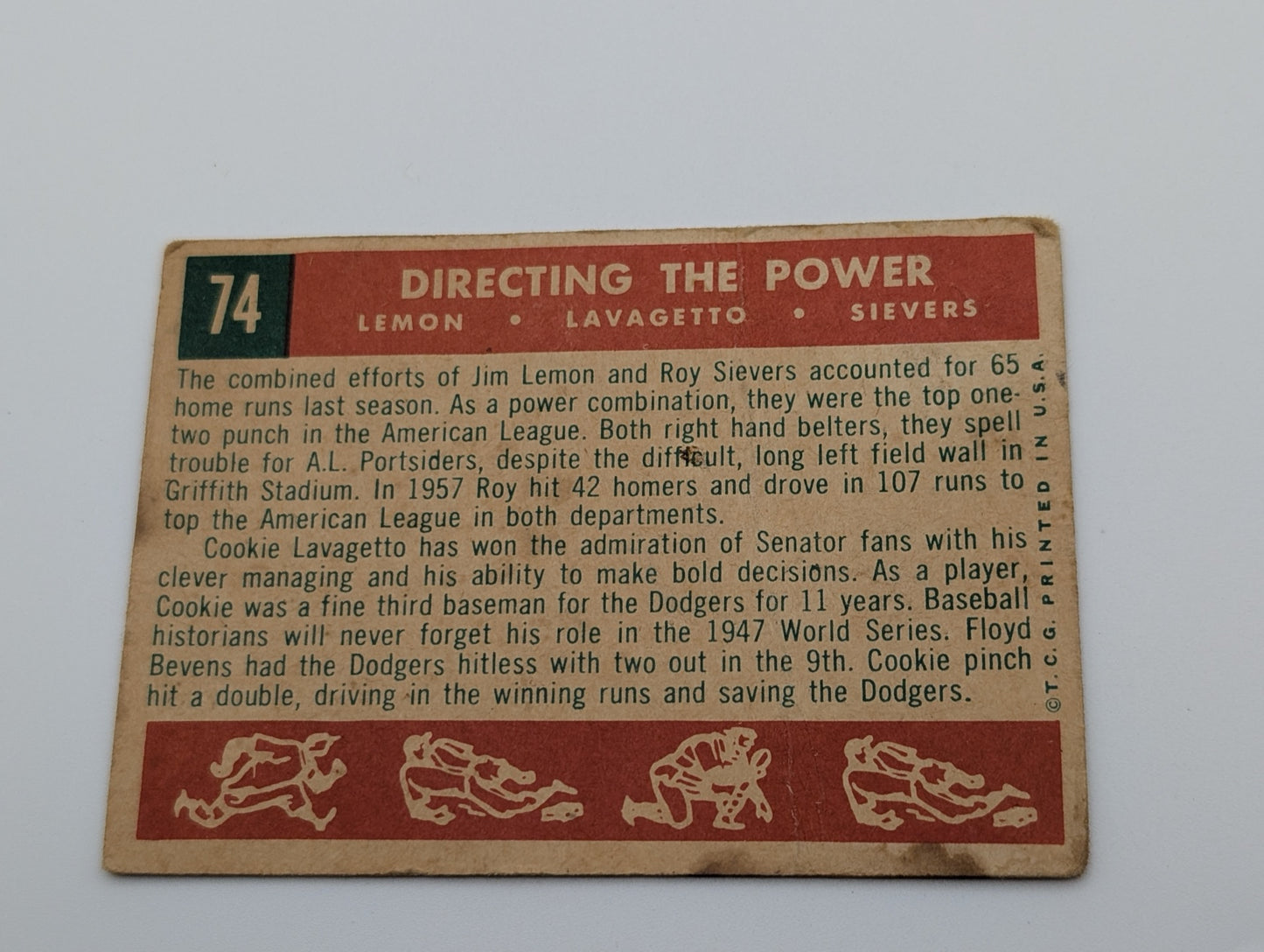 Back of 1958 Topps Directing The Power card