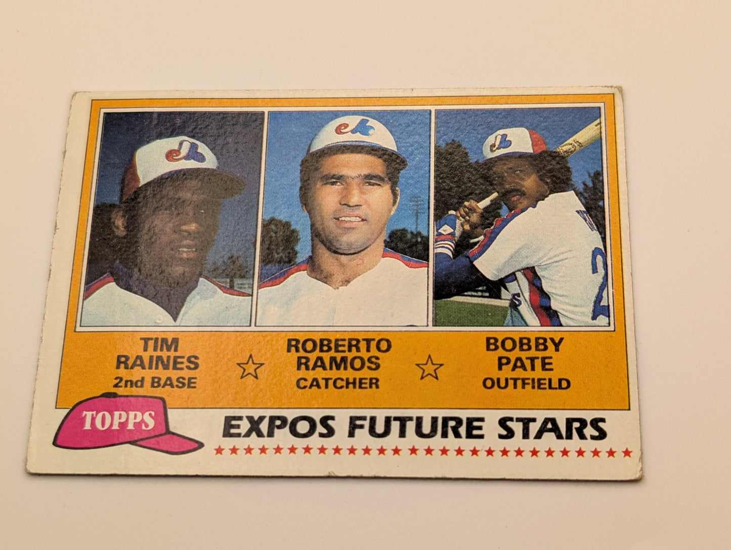 Front of 1981 Topps Tim Raines rookie card Future Stars