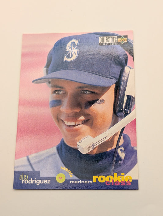 Front of 1995 Upper Deck Alex Rodriguez Rookie Class card